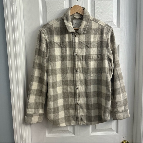 Rails Shacket Button Up Flannel Gray White Wool Fall Winter Grunge Size Small - Picture 3 of 6